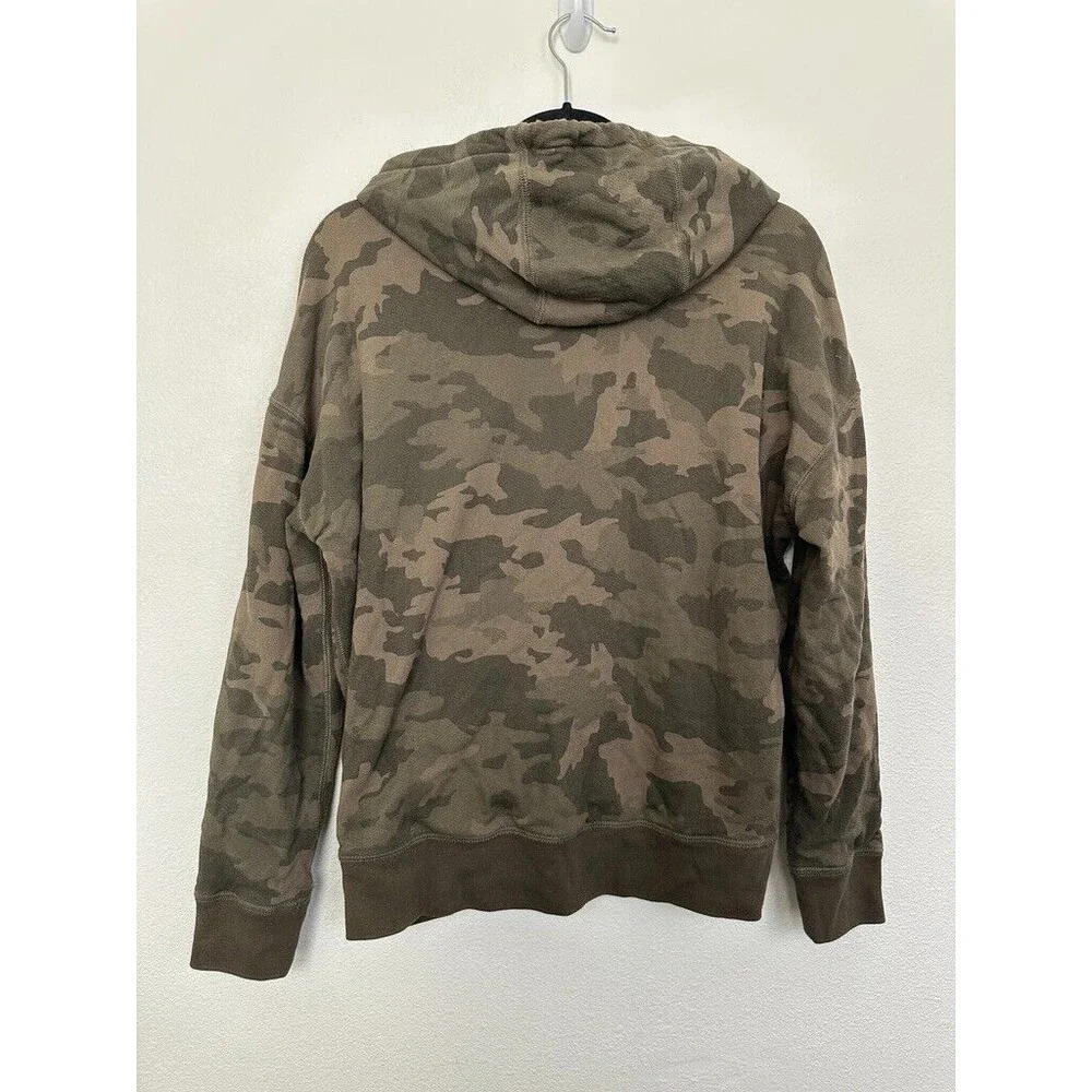 ATM Camo Full Zip Jacket Sweater Hooded Green Army Grunge Distressed Women Small